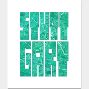 Stuttgart, Germany City Map Typography - Watercolor Posters and Art